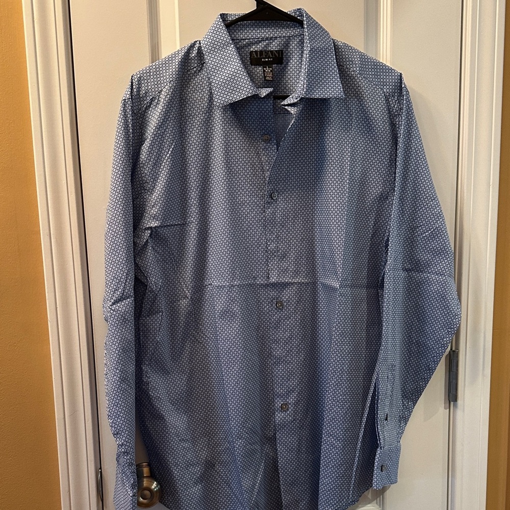 Alfani Men's Casual Blue Geometric Shirt